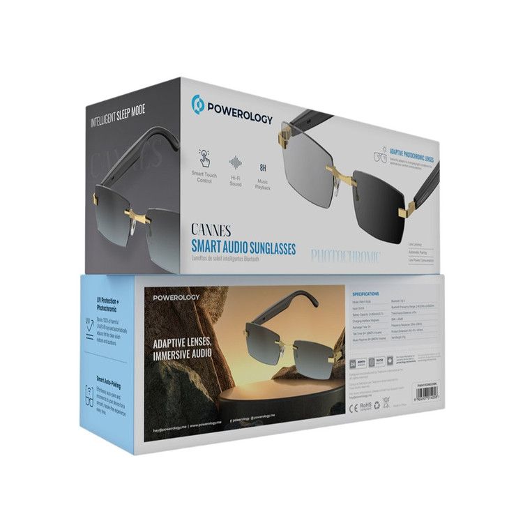 عینک آفتابی فتوکرومیک هوشمند پاورولوژی Powerology Cannes Smart Audio Sunglasses