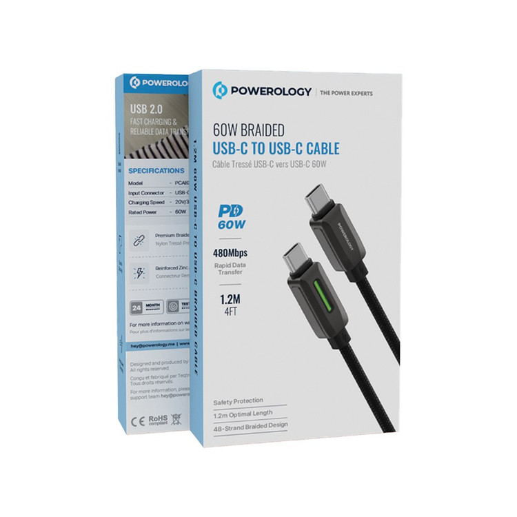 کابل بافتهشده USB-C به USB-C توان ۶۰ وات مدل: