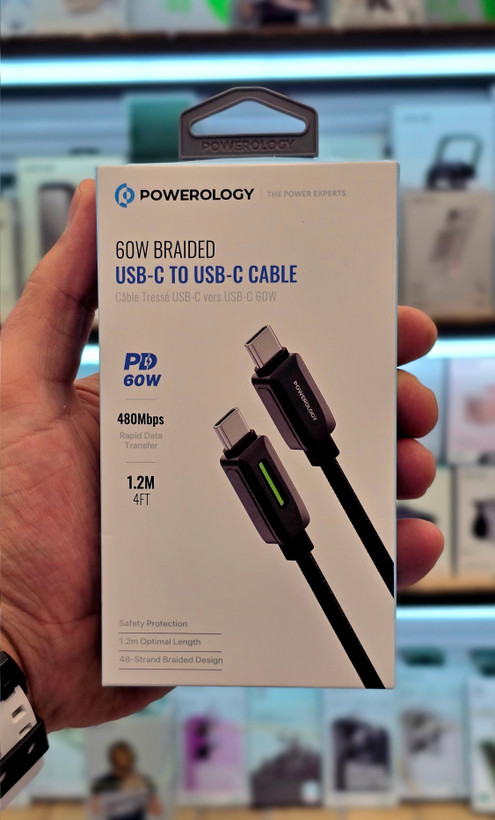 کابل بافتهشده USB-C به USB-C توان ۶۰ وات مدل: