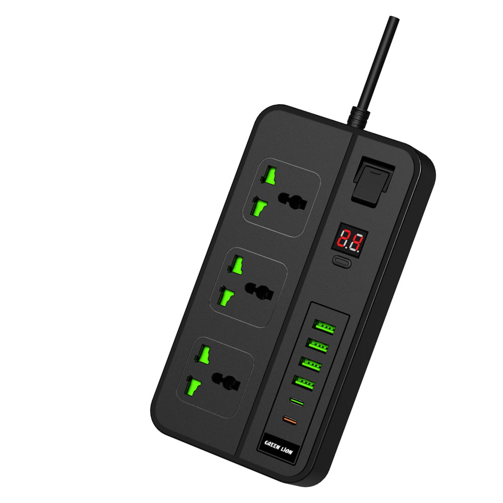 چندراهی برق گرین مدل GS-150 ظرفیت ۳۰۰۰ وات با ۳ عدد پریز