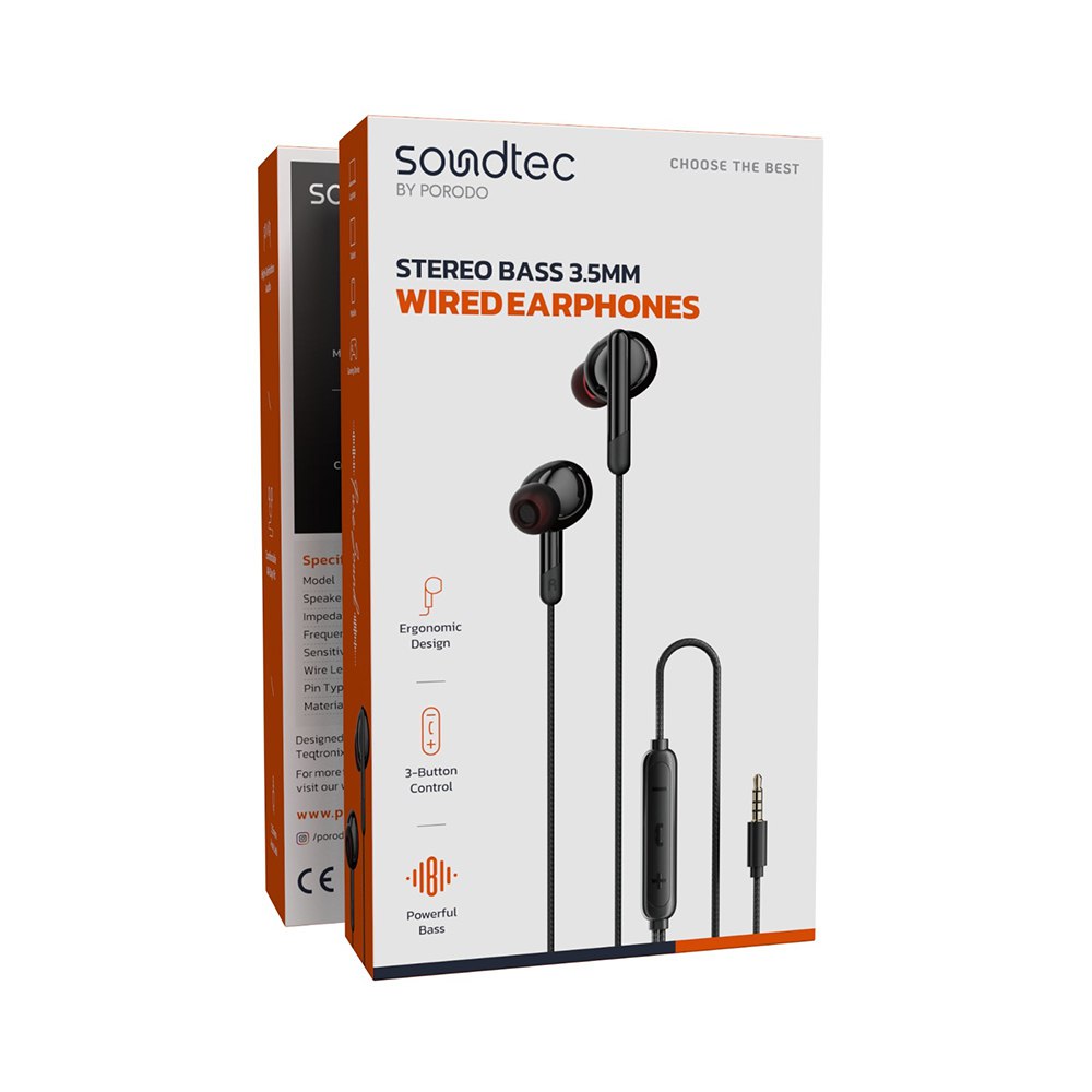 هدفون سیمی Soundtec by Porodo مدل PDWEC25BK با جک 3.5 میلی‌متری