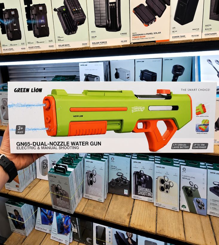 تفنگ آبپاش شارژی دو نازل گرین لاین مدل GN65 | Green Lion GN65 Dual Nozzle Water Gun