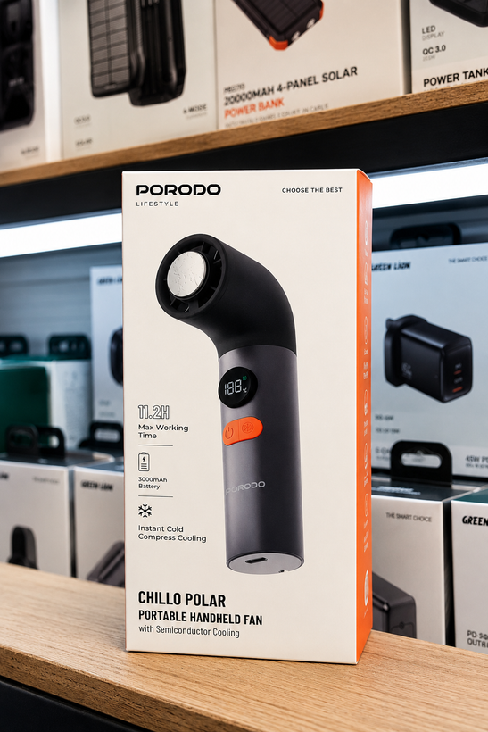 پنکه دستی شارژی پرودو Lifestyle Chillo Polar مدل PDLFSTSH27GY