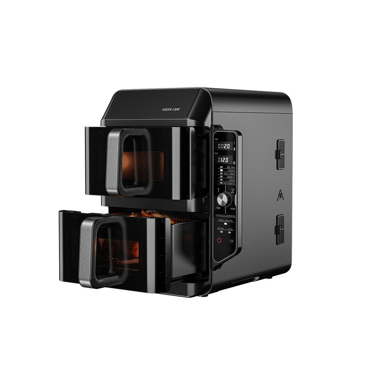 سرخکن بدون روغن دیجیتال گرین لاین Double-Decker Pro دو طبقه 11.2 لیتری 2400 وات مدل GNDBLDKRPRBK