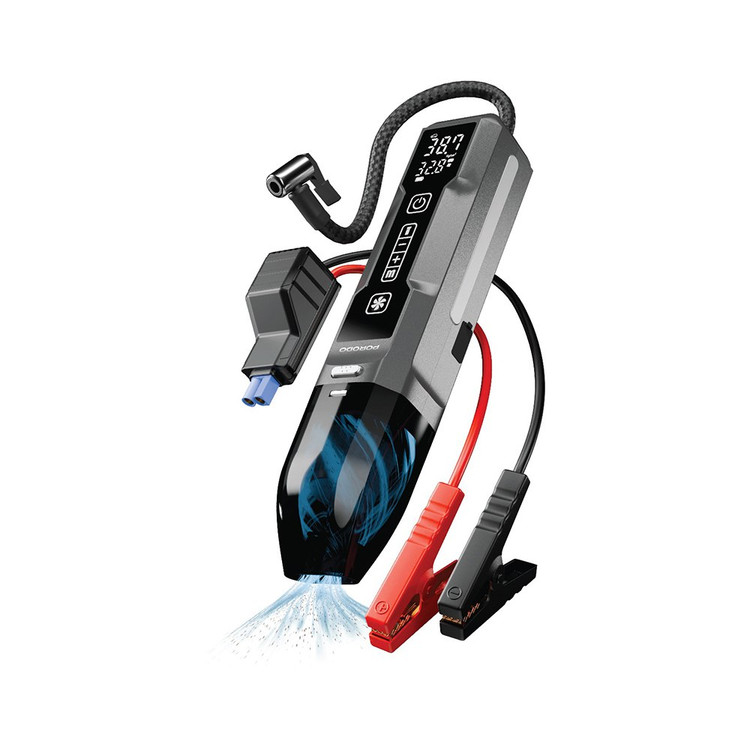 جامپ استارتر و پمپ باد خودرو پورودو مدل PDJS41BK ظرفیت ۴۱۵۰۰ میلیآمپر