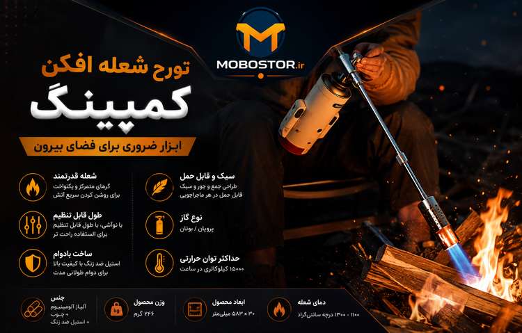 مشعل گازی فندکی کپسولی گرین لاین مدل Flame Torch ضد باد