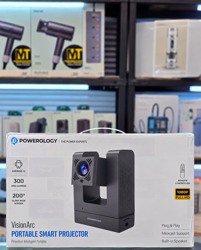 ویدئو پروژکتور هوشمند پاورولوژی مدل PYM220CGY قابل حمل ۴K