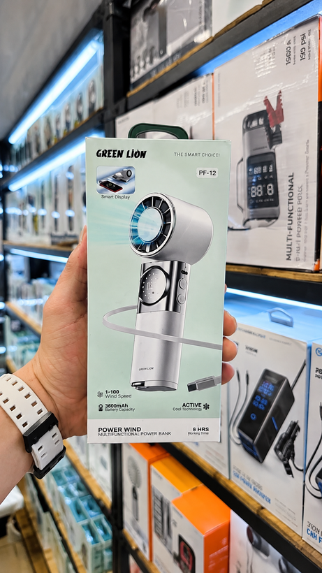 پنکه دستی و پاوربانک گرین لاین Green Lion Power Wind PF-12