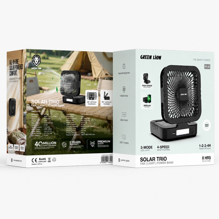 پنکه خورشیدی چندکاره گرین لاین Green Lion Solar Trio