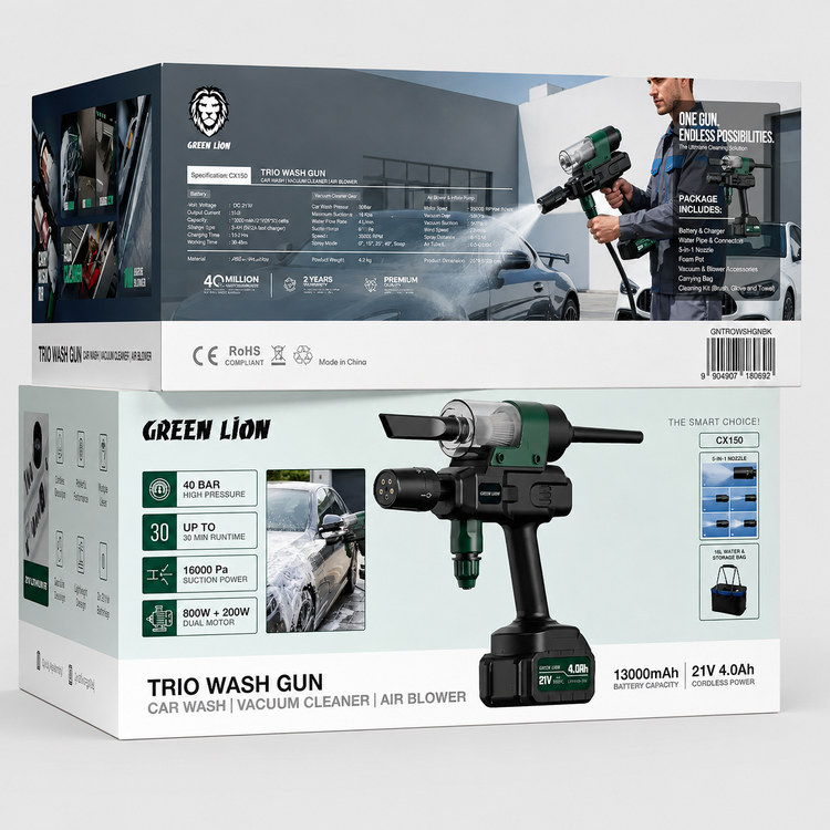 کارواش شارژی، جاروبرقی و دمنده هوا گرین لاین Trio Wash Gun