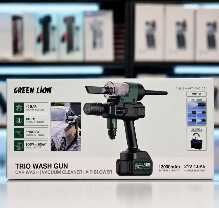 کارواش شارژی، جاروبرقی و دمنده هوا گرین لاین Trio Wash Gun