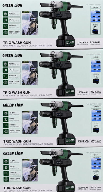 کارواش شارژی، جاروبرقی و دمنده هوا گرین لاین Trio Wash Gun