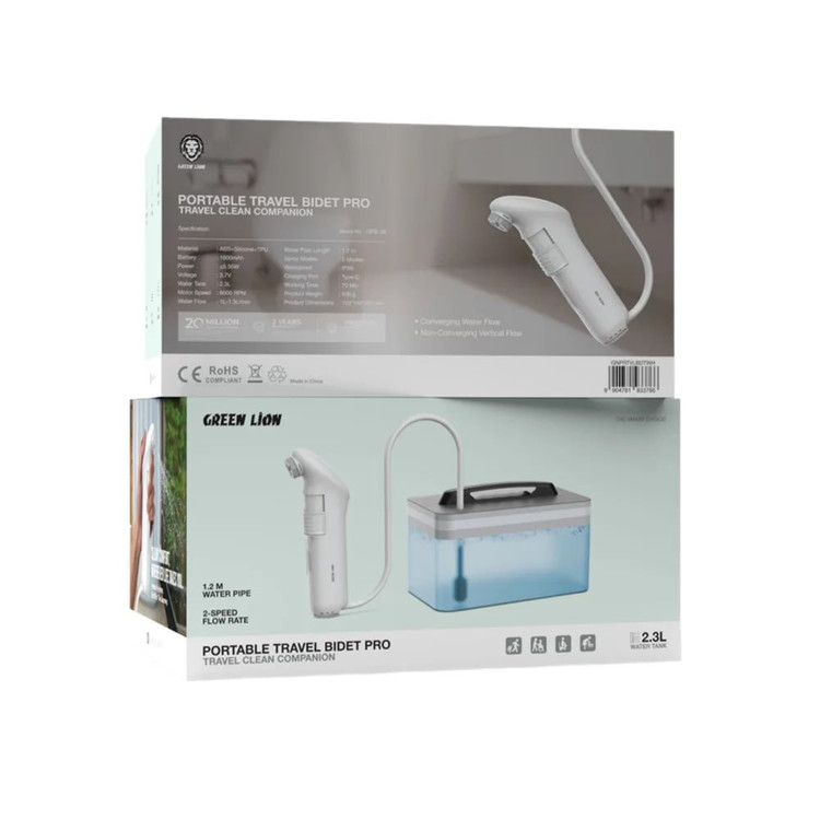 بیده شارژی مسافرتی گرین لاین مدل Portable Travel Bidet Pro با مخزن ۲.۳ لیتری