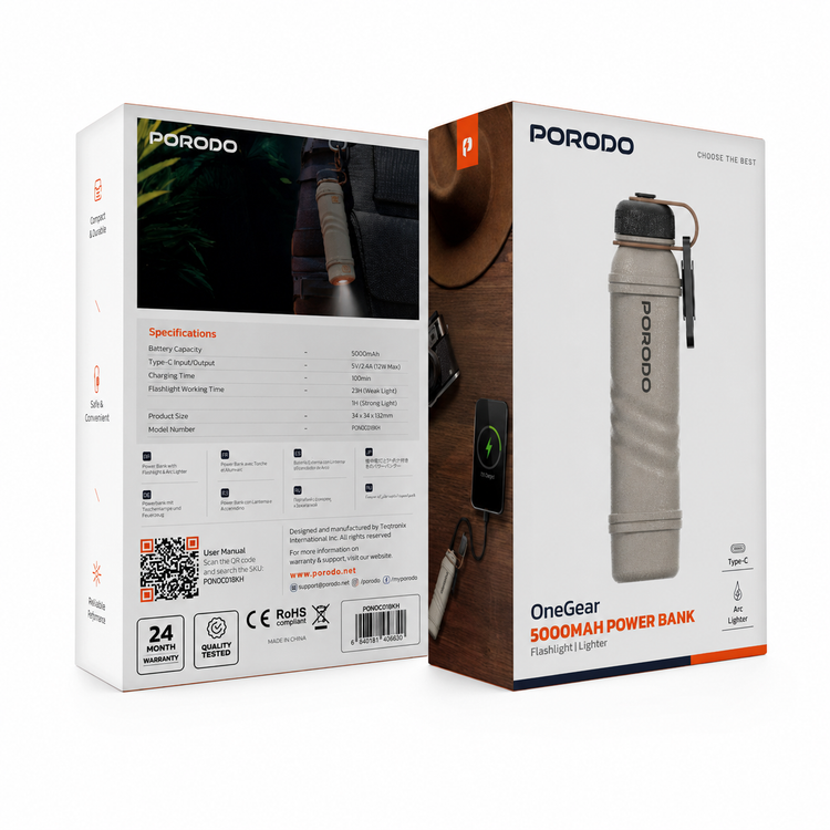 پاوربانک چندکاره پورودو OneGear ظرفیت 5000mAh مدل PDNDC016KH