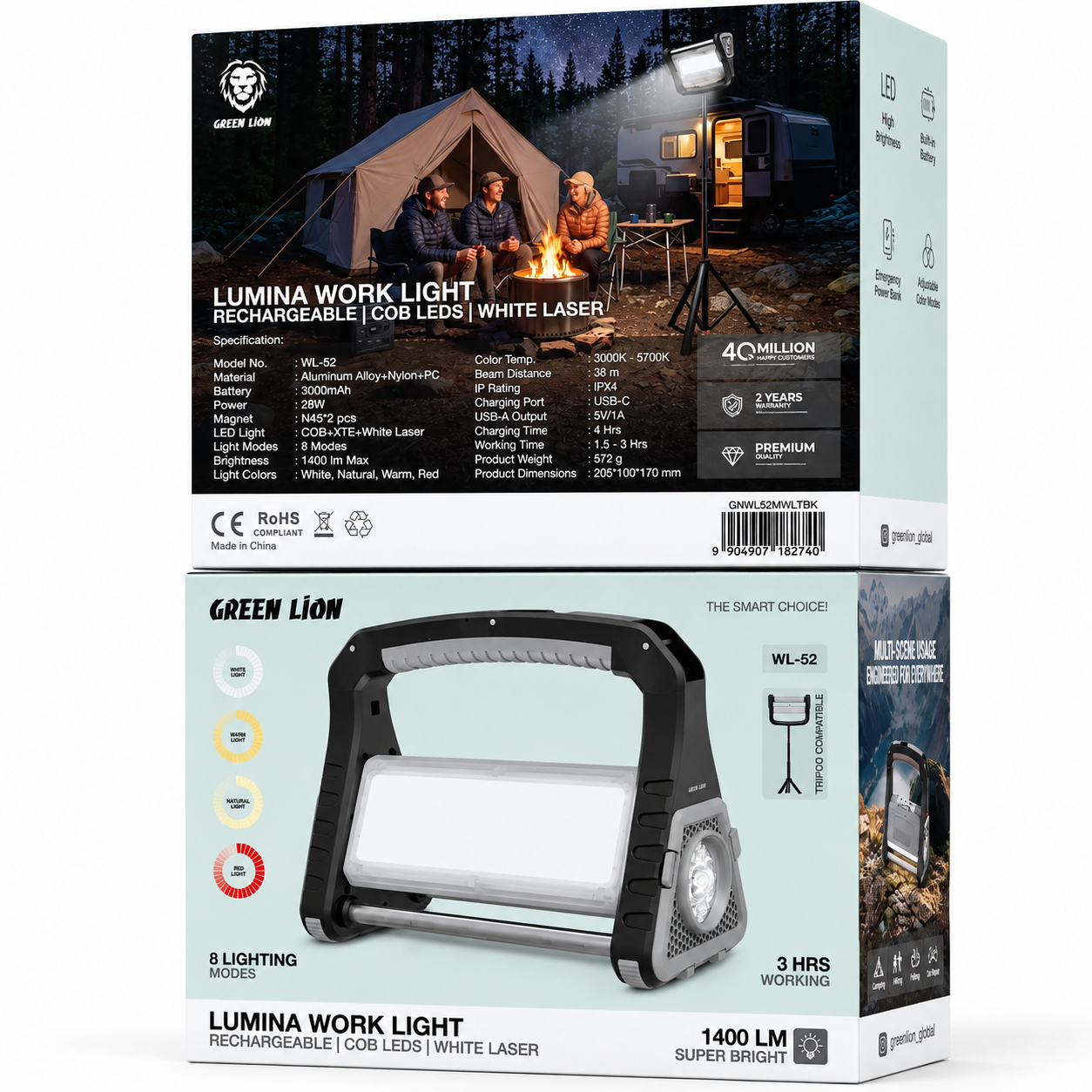 چراغ کار شارژی گرین لاین مدل Lumina WL-52