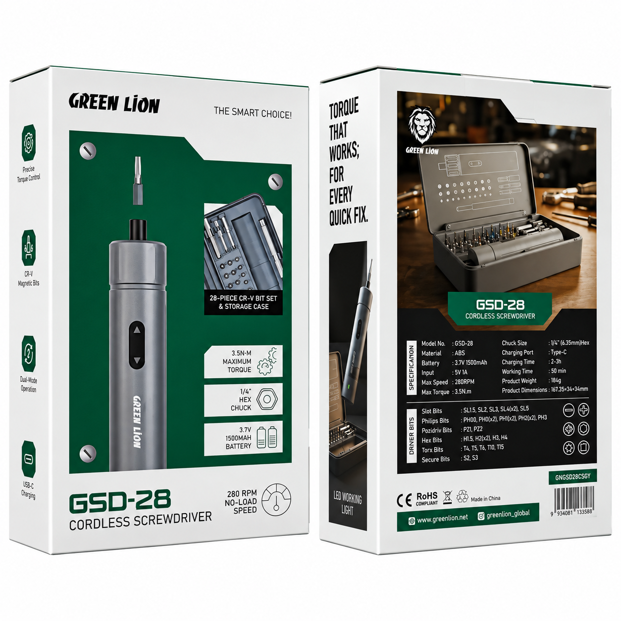 پیچگوشتی شارژی گرین لاین GSD-28