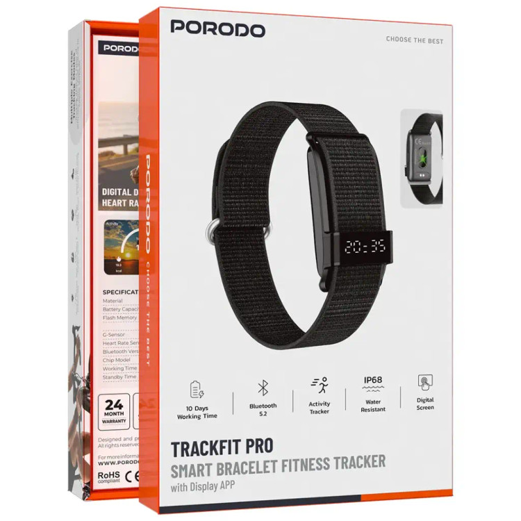 دستبند هوشمند پرودو Trackfit Pro با نمایشگر و اپلیکیشن ضد آب IP68