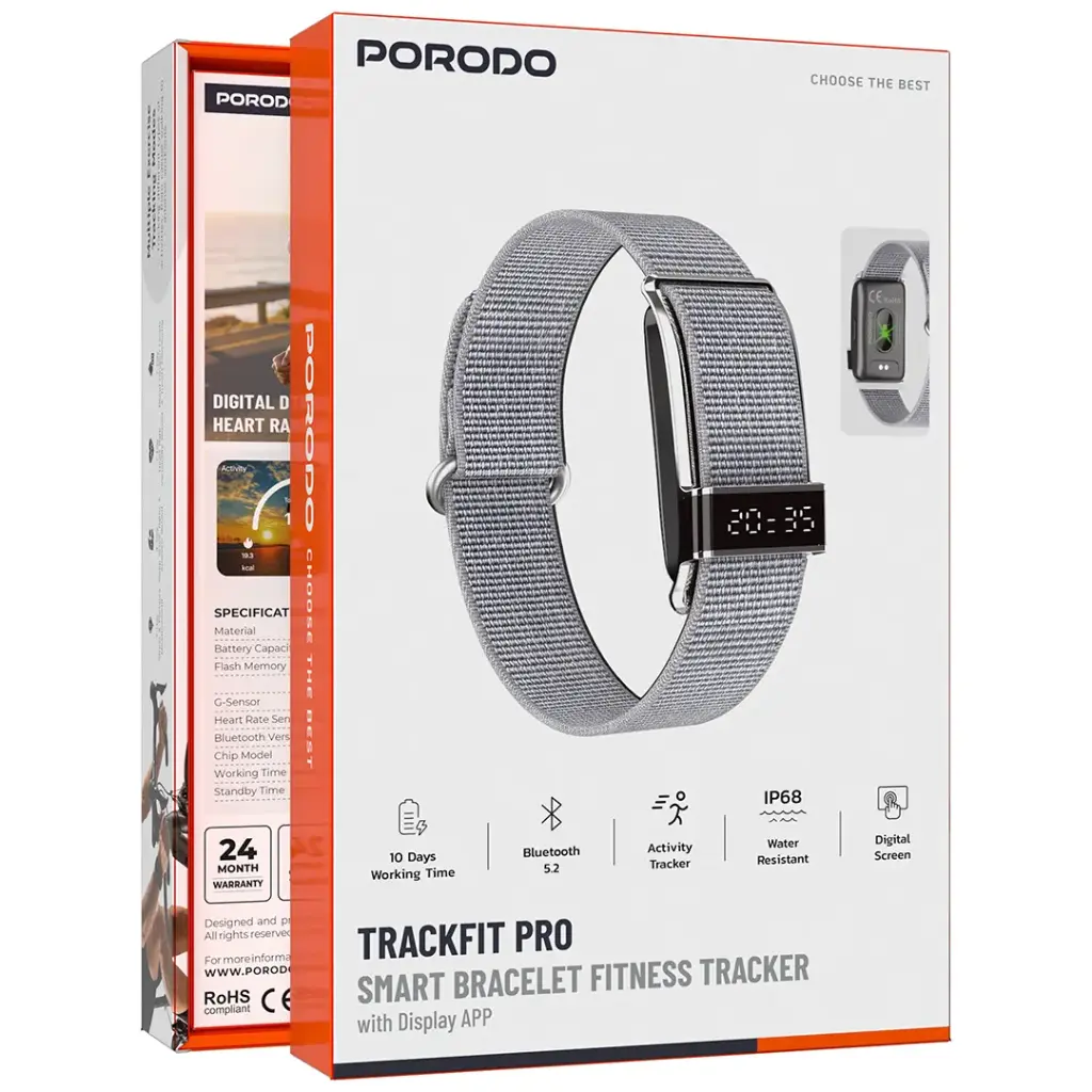 دستبند هوشمند پرودو Trackfit Pro با نمایشگر و اپلیکیشن ضد آب IP68