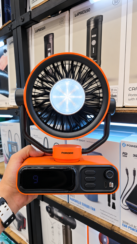پنکه شارژی رومیزی کمپینگ پرودو Porodo Chillo Camper Desktop Outdoor Fan