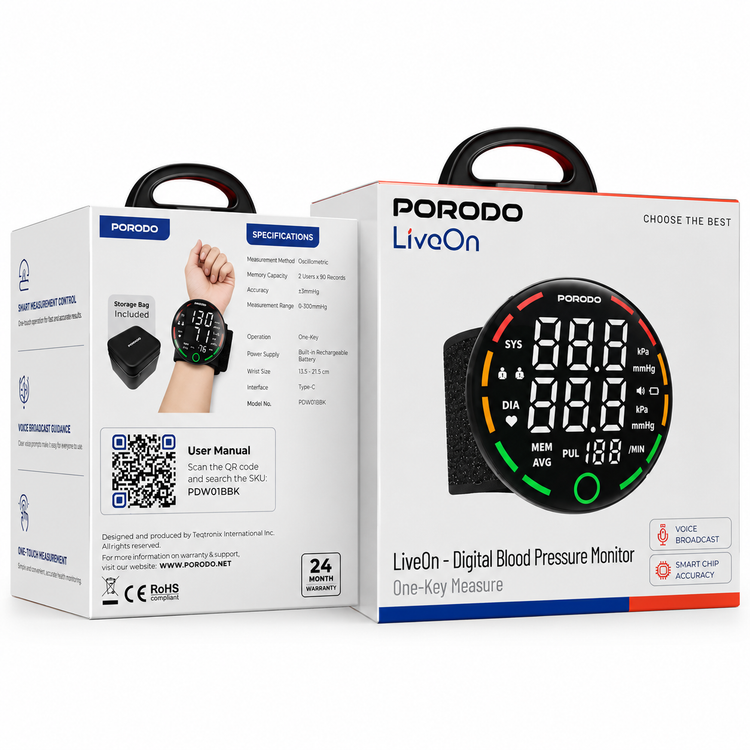 فشارسنج دیجیتال Porodo LiveOn | اندازهگیری آسان فشار خون