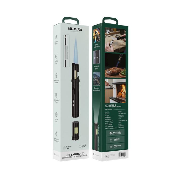 فندک تورچ و چراغ LED چندکاره گرین لاین مدل Jet Lighter X