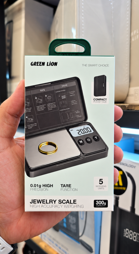 ترازوی دیجیتال جیبی جواهرات گرین لاین مدل GWS-15 با ظرفیت 300 گرم و دقت 0.01 گرم