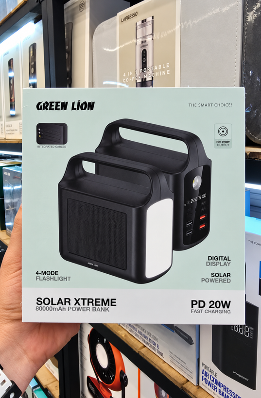 پاوربانک خورشیدی گرین لاین مدل Solar Xtreme ظرفیت 80000 میلیآمپر ساعت با شارژ سریع 20 وات